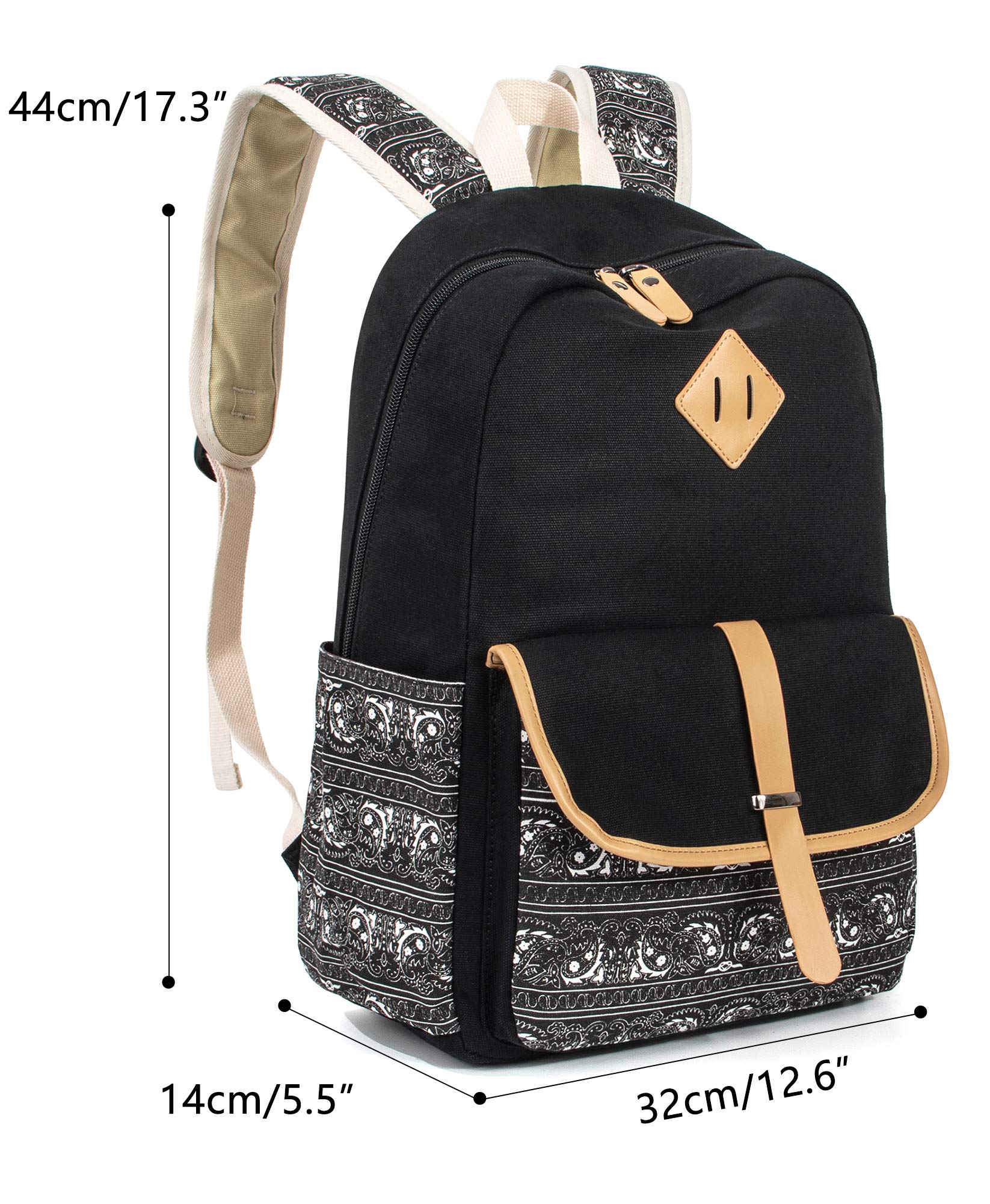 Leaper Canvas School Backpack for Girls Laptop Bag Travel Bag Bookbag Daypack - Image 3