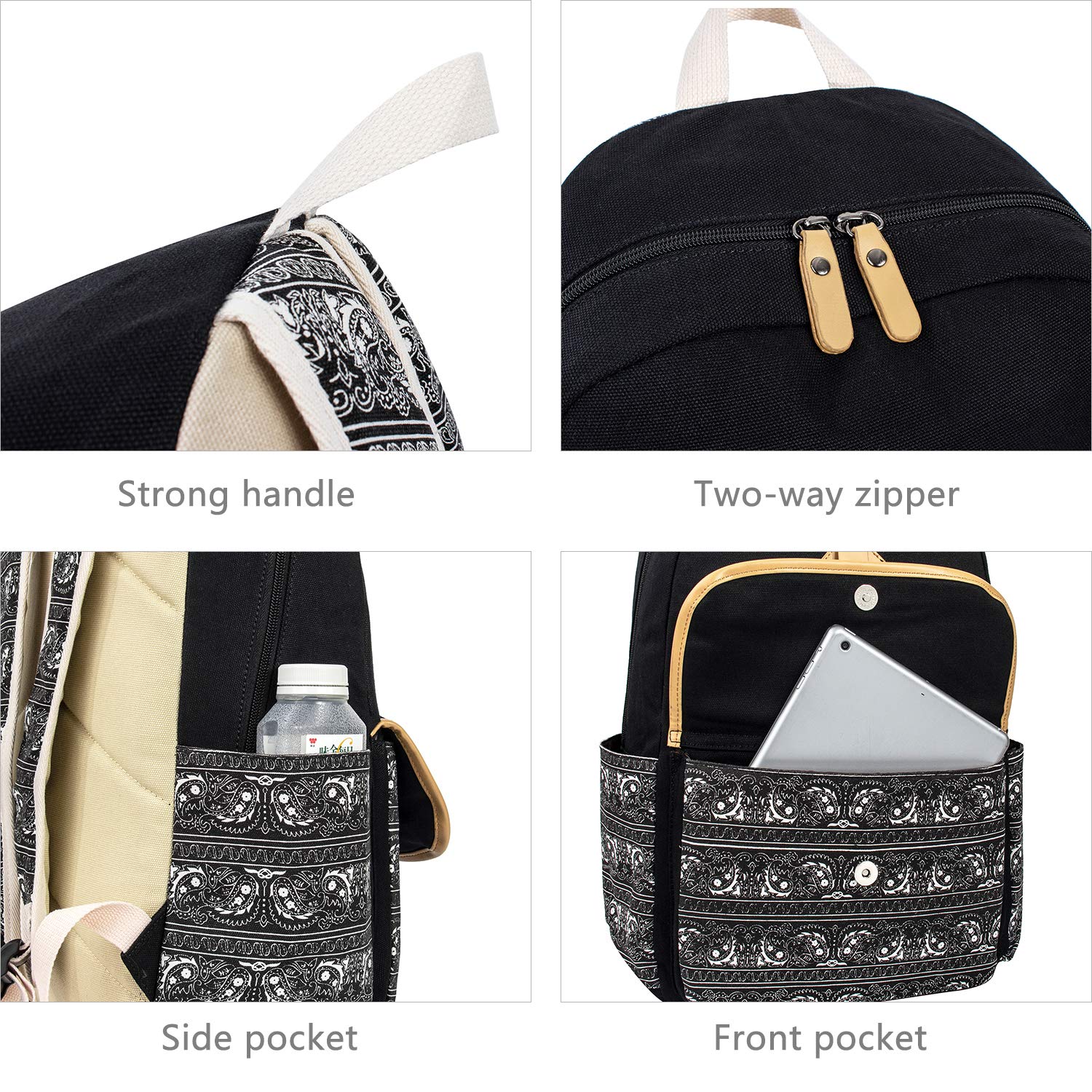 Leaper Canvas School Backpack for Girls Laptop Bag Travel Bag Bookbag Daypack - Image 7