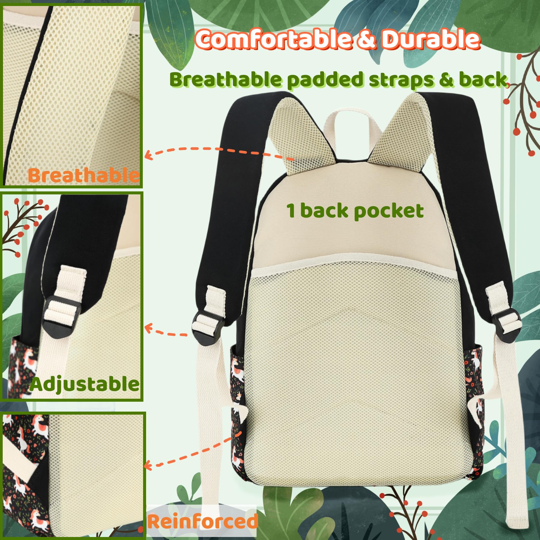 Leaper Canvas School Backpack for Girls Laptop Bag Travel Bag Bookbag Daypack - Image 6