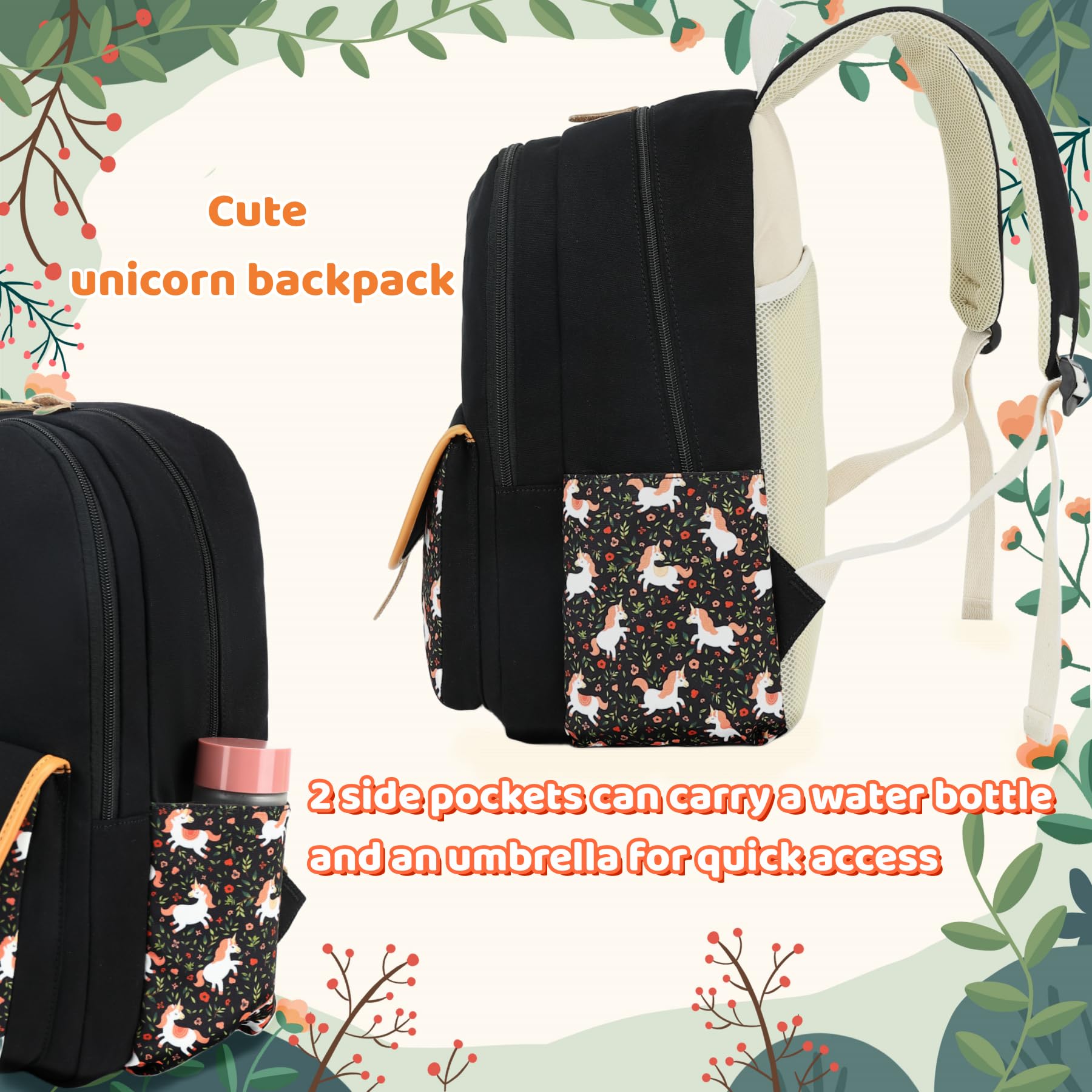 Leaper Canvas School Backpack for Girls Laptop Bag Travel Bag Bookbag Daypack - Image 7