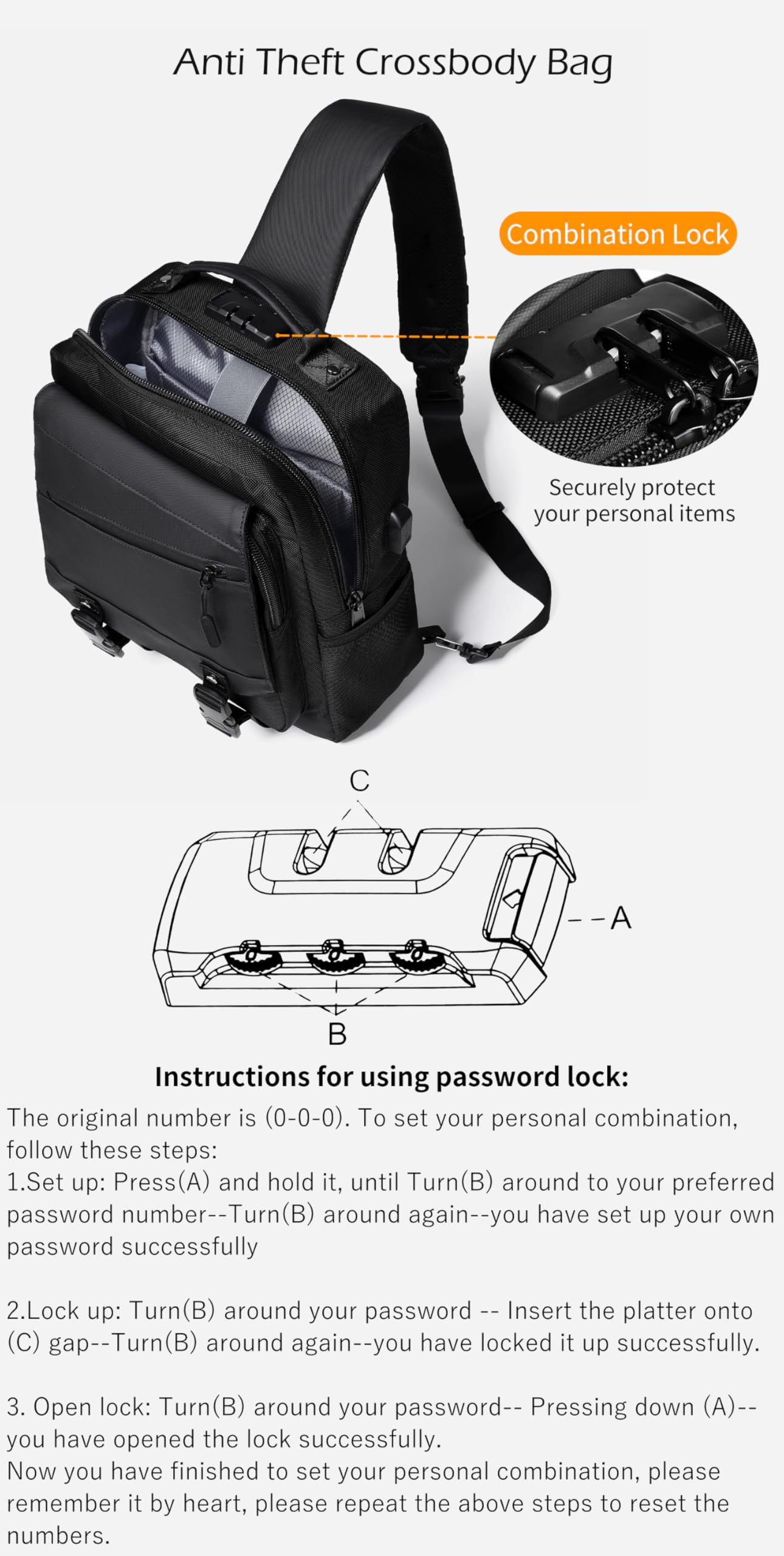 Leaper Crossbody Messenger Bag for Men: 13L Multi-pocket Satchel Sling Shoulder Bags for Travel Daily Work - Women Single Strap Backpack for Cycling, Hiking - Laptop Sling Bag for Men 14 inch, Black - Image 4