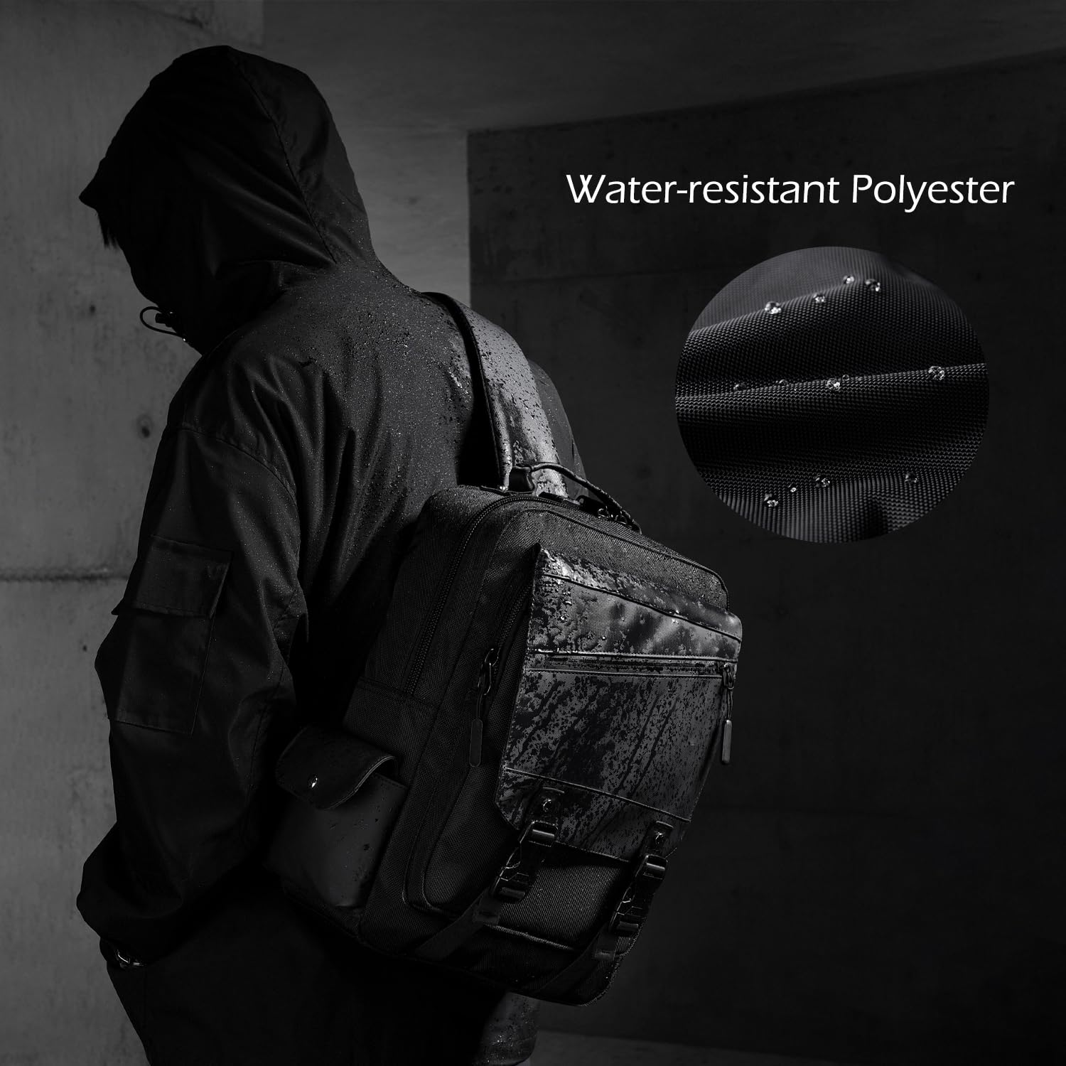 Leaper Crossbody Messenger Bag for Men: 13L Multi-pocket Satchel Sling Shoulder Bags for Travel Daily Work - Women Single Strap Backpack for Cycling, Hiking - Laptop Sling Bag for Men 14 inch, Black - Image 5