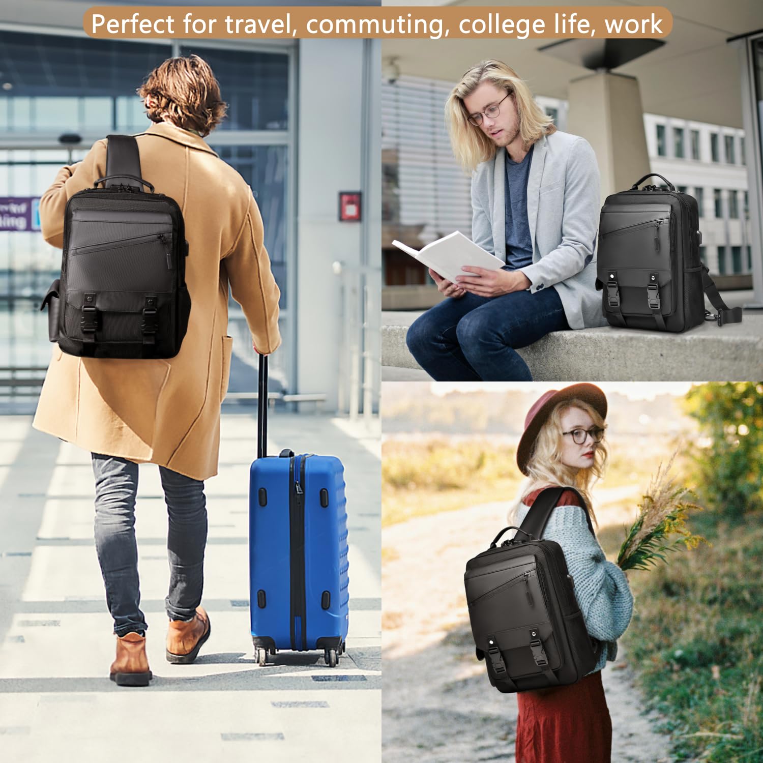 Leaper Crossbody Messenger Bag for Men: 13L Multi-pocket Satchel Sling Shoulder Bags for Travel Daily Work - Women Single Strap Backpack for Cycling, Hiking - Laptop Sling Bag for Men 14 inch, Black - Image 8