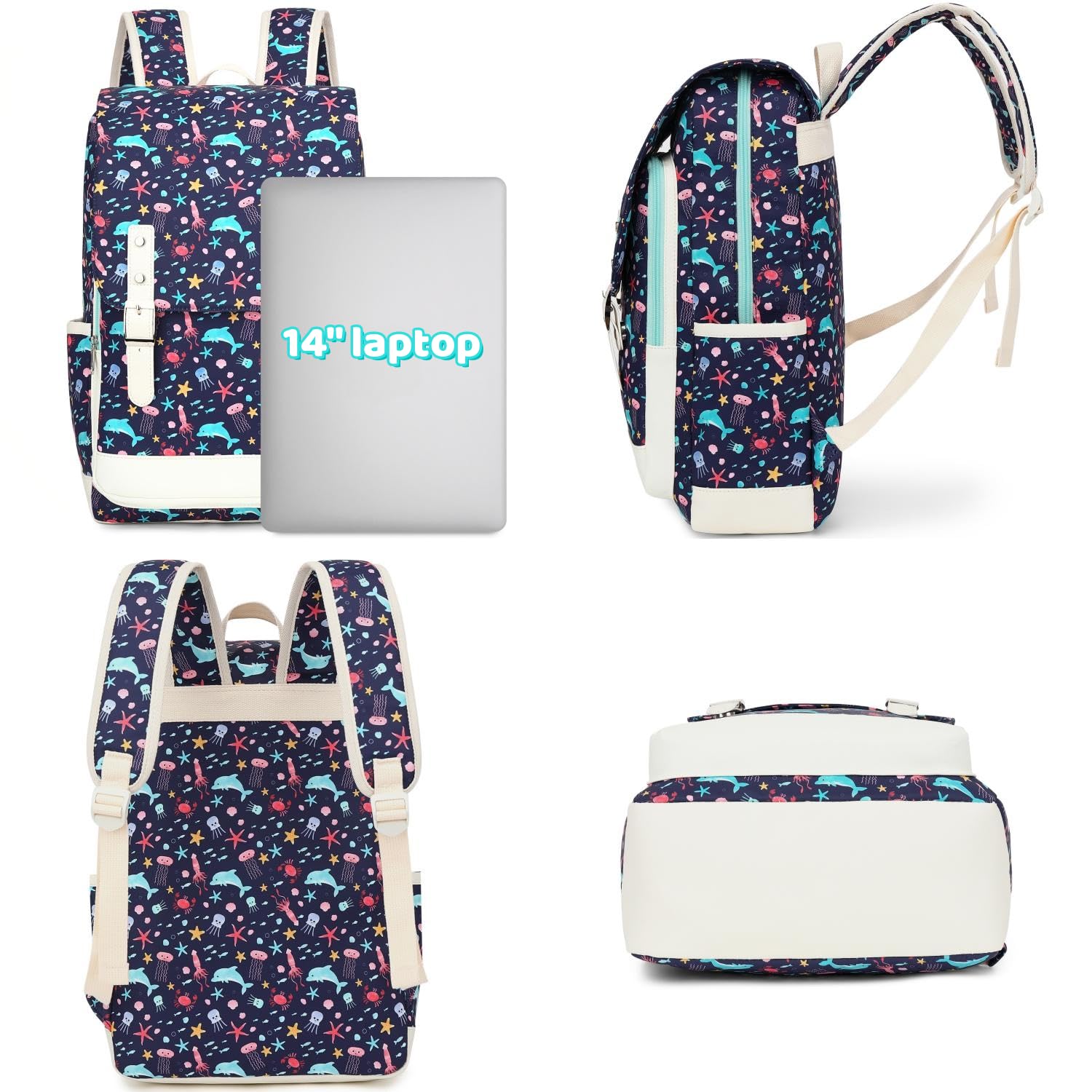 Leaper Cute Laptop Backpack Canvas Bag Daypack Satchel - Image 6