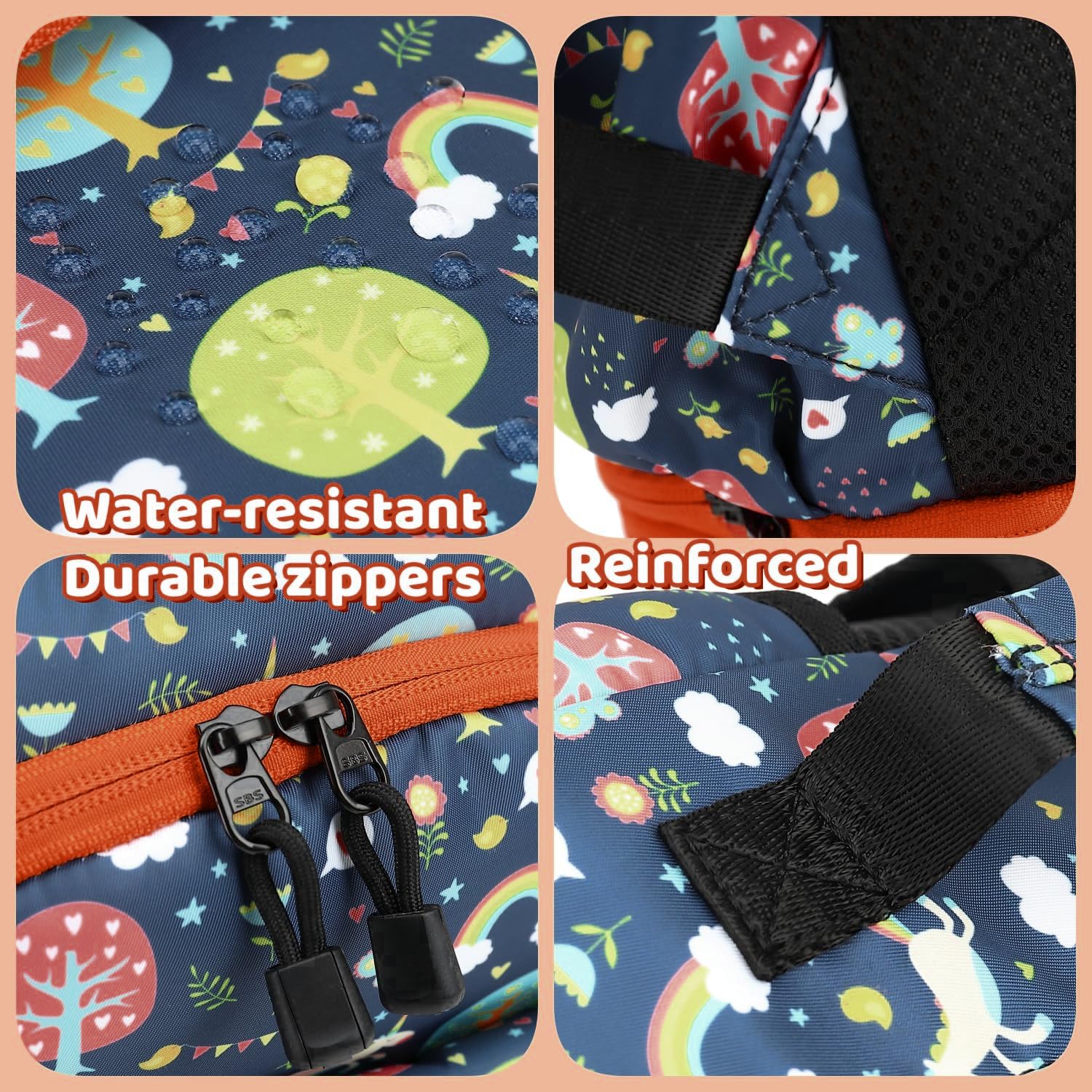 Leaper Cute Unicorn Laptop Backpack Water-resistant Double Deck Insulated Lunch Bag Satchel Dark Blue - Image 8