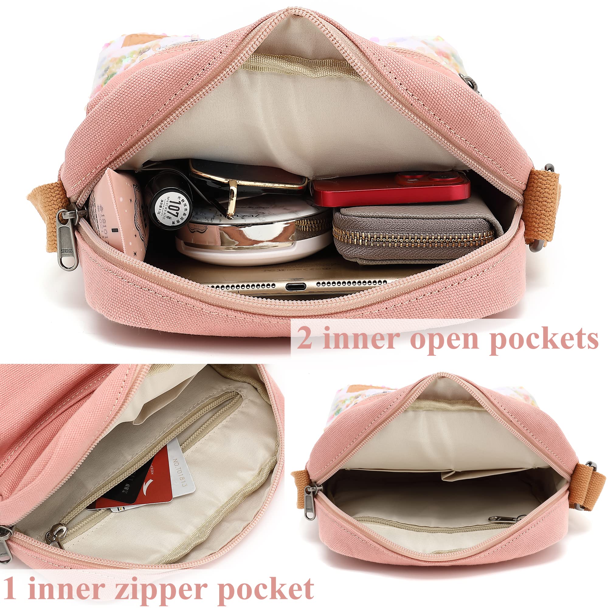 Leaper Girls Crossbody Purses for Kids 2 PCS Cross Body Bag Women Messenger Bag Girls Canvas Bag Cross Body Purse Set | for Kids, 2 PCS, Women - Image 4