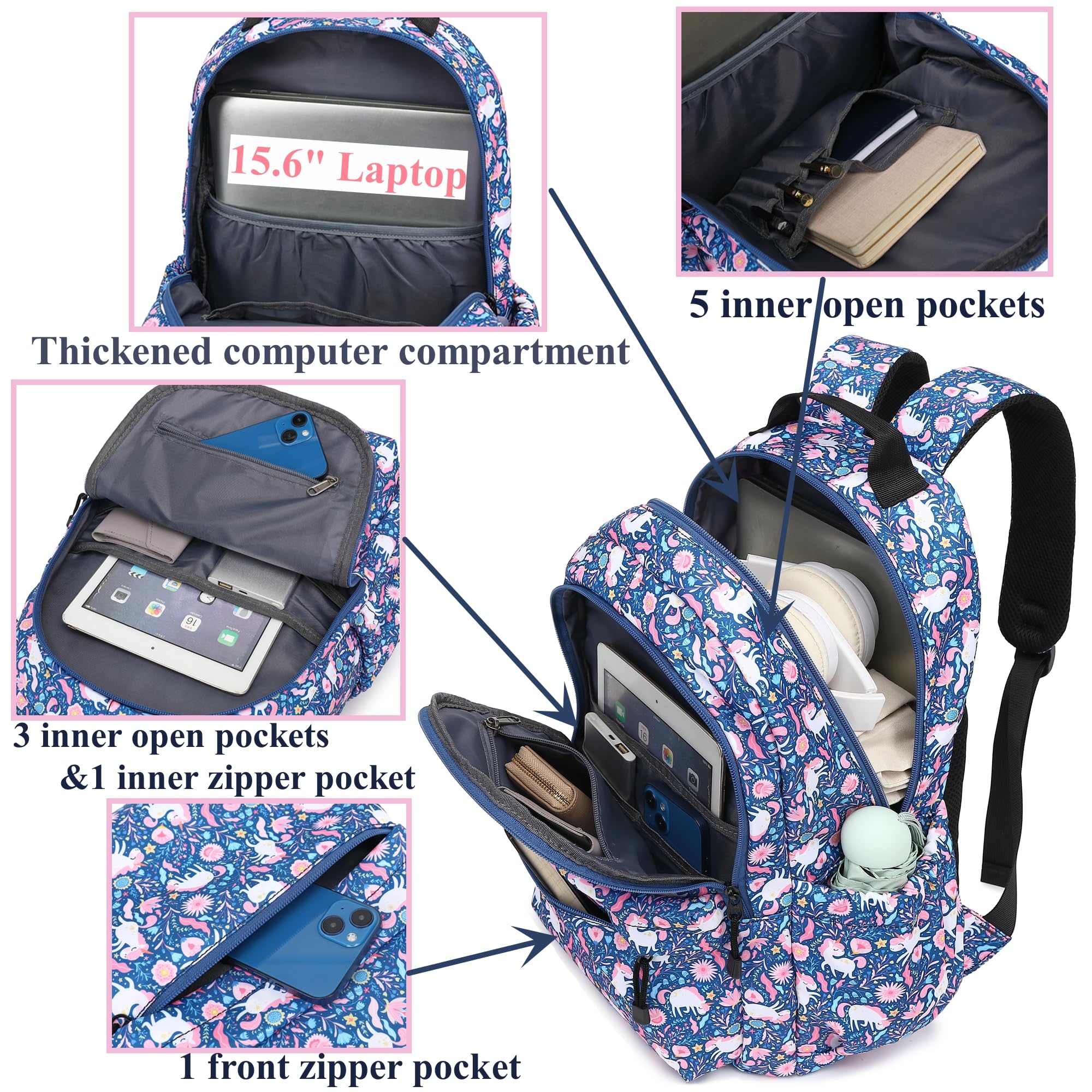 Leaper Girls Kawaii Laptop Backpack for School Boys Backpack Kids Travel Backpack Women Bookbag Cute School Bag College Bag - Image 5