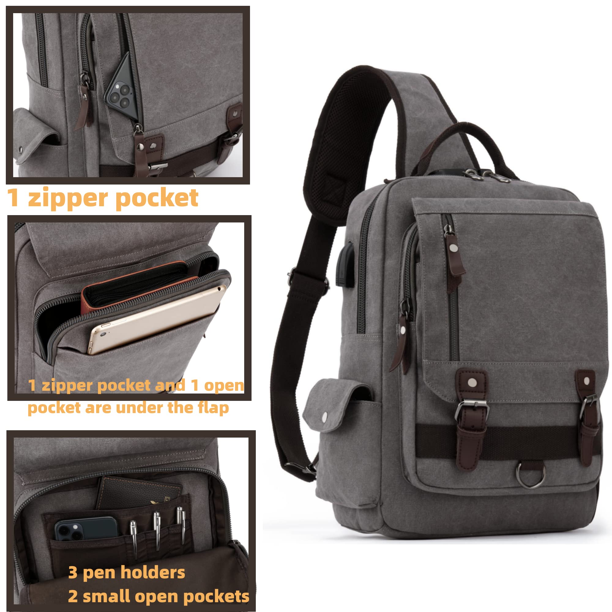 Leaper Retro Crossbody Bag Sling Bag Canvas Messenger Bag for Men Women Shoulder Bag Crossbody Handbags Satchel Travel Bag - Image 5