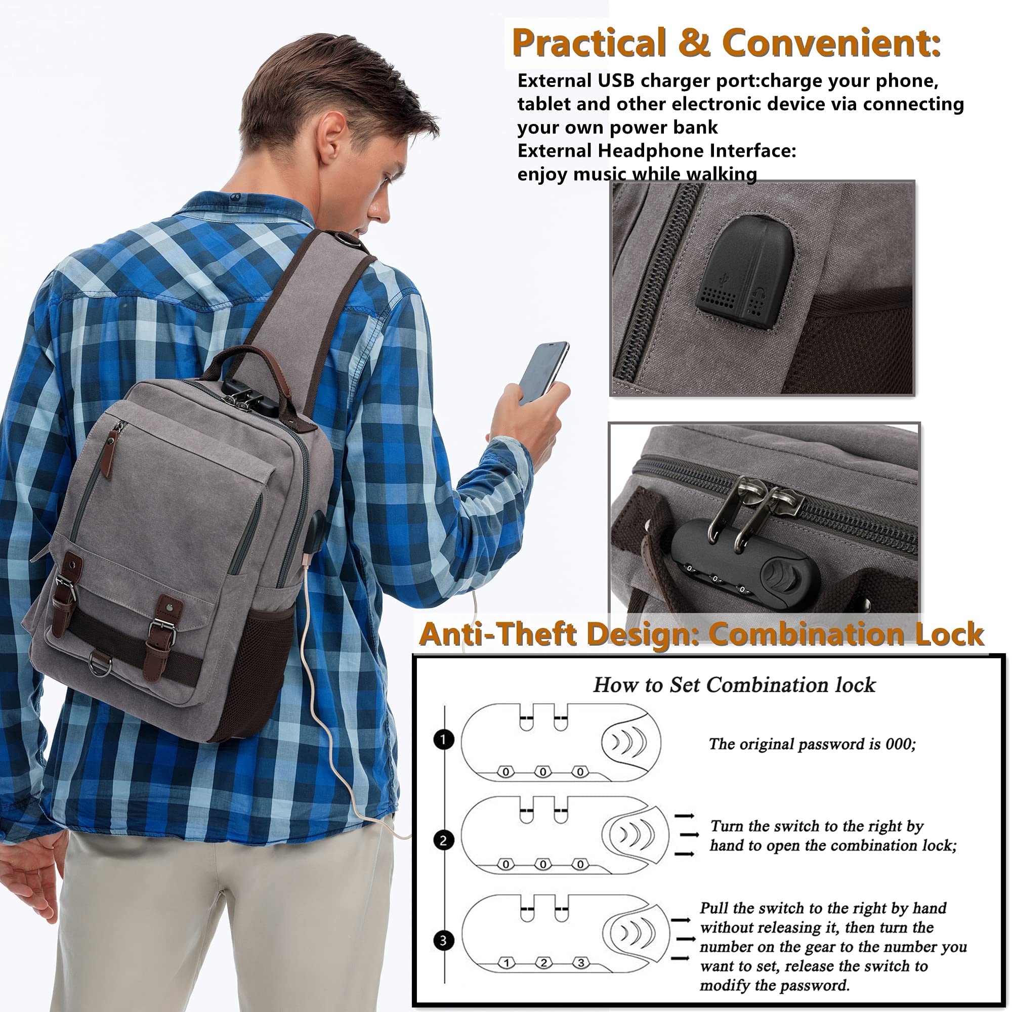 Leaper Retro Crossbody Bag Sling Bag Canvas Messenger Bag for Men Women Shoulder Bag Crossbody Handbags Satchel Travel Bag - Image 5