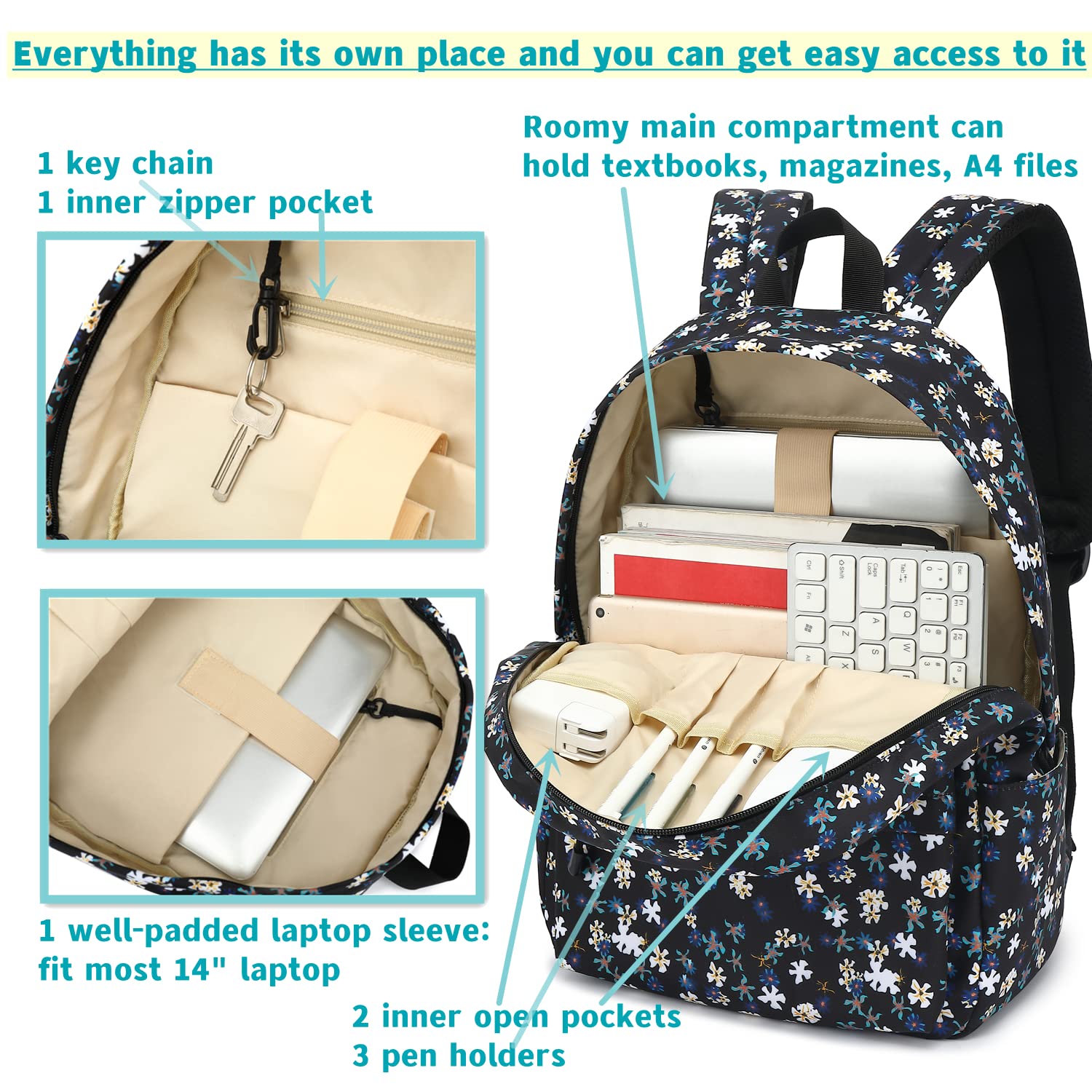 Leaper Travel Backpack for Women Girls Water Resistant Backpack for School Laptop Backpack Kids Backpack Kawaii Bookbag - Image 4